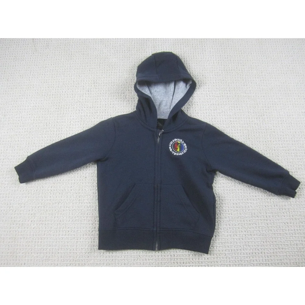 Quiksilver Jacket Boys 4 Blue Zip Up Sweater Hoodie Fleece Long Sleeve Outerwear
